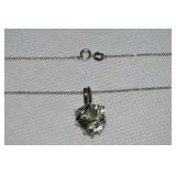925 Sterling Light Green Triangular Stone Pendant