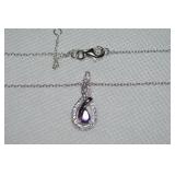 DM 925 Sterling Amethyst Pendant Necklace