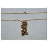 1984 Franklin Mint Gold Tone Mouse Pendant