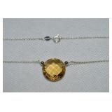 925 Sterling Indonesia Faceted Citrine Pendant