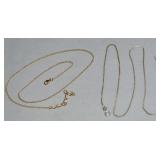 (2) 925 Sterling Chains w/ Vermeil & 18" Box