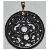 14k 585 Gold Bale Carved Double Dragon Pendant