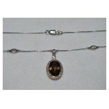 Lenox 925 Sterling Smoky Quartz Pendant Necklace
