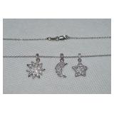 Daniel Steiger 925 Sterling CZ 3 Pendant Necklac`