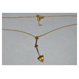 925 Sterling Vermeil 3 Stone Drop Pendant Necklace