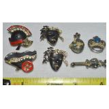 (7) Vintage Goldtone Brooch Lot Gladiator Chariot,