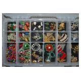 Lidded Small Tote Full of Christmas Jewelry #1