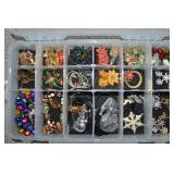 Lidded Small Tote Full of Christmas Jewelry #2