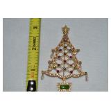 2005 Avon Goldtone Rhinestone Enamel Christmas