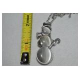 Vtg Silvertone Jelly Belly Snowman Brooch Pendant