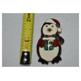 Vintage Silvertone Enamel Penguin Brooch