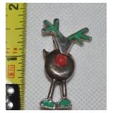 Vtg Shubes 925 Sterling Whimsical Rudolph the