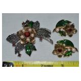 Vtg Avon Rhinestone Pearl Flowers Brooch + Clip