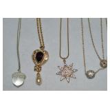 (4) Goldtone Pendant Necklaces w/ Acorn, Heart