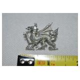 (2nd) Vintage Silvertone Dragon Brooch