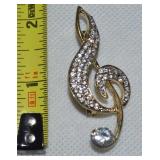 Vintage Goldtone Treble Clef Musical Brooch