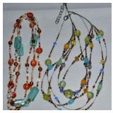 (3) Multistrand Glass Beaded Necklaces