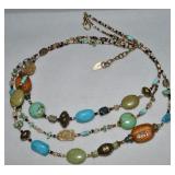 Coldwater Creek 3 Row Beaded Necklace