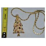 Vintage Goldtone Flocked Rhinestone Christmas