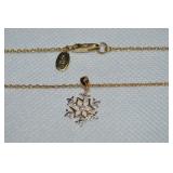 Danbury Mint Two Tone Snowflake Pendant Necklace