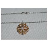 Danbury Mint Two Tone Snowflake Pendant Necklace
