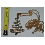 Vintage Goldtone Rhinestone Swirl Christmas