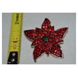 Vintage Goldtone Rhinestone Poinsettia Brooch
