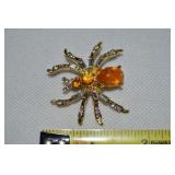 Vintage Goldtone Rhinestone Jelly Belly Spider