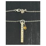 Designer 925 Sterling 4 Sided Bar Pendant Necklace