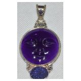 Sajen 925 Sterling Moon Goddess Amethyst & Druzy