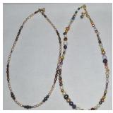 (2) Goldtone Clasp Multicolor Pearl Necklace Lot
