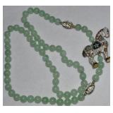 Chinese Cloisonne Horse & Bead Jade Necklace