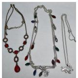 (3) Necklaces Lot: Inlaid Turquoise Dragon Pendant