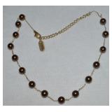 Kissaka Goldtone Brown Pearl Strand Necklace