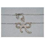 Lenox 925 Sterling CZ Bow Pendant Necklace
