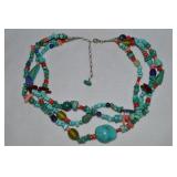 Rising Sun 925 Sterling 3 Row Turquoise Coral