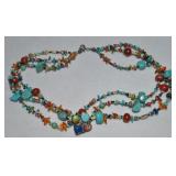 D Skeets 925 Sterling 3 Row Pendant Necklace