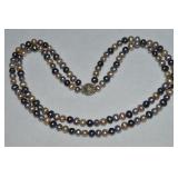925 Sterling 2 Row Multicolor Pearl Strand 17"L