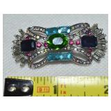 Vtg Silvertone AB & Mixed Rhinestone Brooch