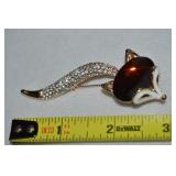 Vtg Goldtone Jelly Belly-style Rhinestone Fox