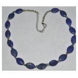 Silvertone Lapis Lazuli Beaded Strand Necklace