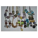Collection of Charm Slide Beads w/ 9 Chains