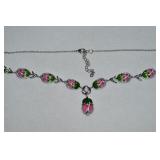 Danbury Mint Silvertone Tulips Pendant Necklace