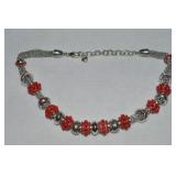 Brighton Silvertone & Red Necklace
