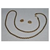 Vtg Crown Trifari Goldtone Braided Rope Necklace