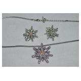 Lara K Silvertone CZ Pendant Necklace & Clip