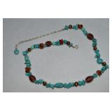 925 Sterling Turquoise & Mixed Gemstones Necklace