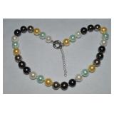 Silvertone Chumky Pearl Strand Necklace