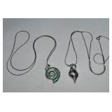 (2) Silvertone Sea Shell Pendant Necklaces