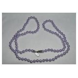 Kissaka Purple Pearl Strand Necklace 34"